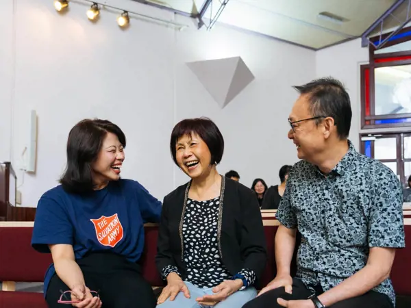 People enjoying fellowship at church service