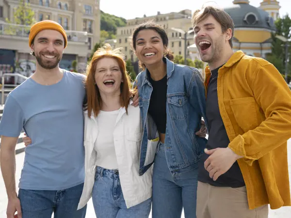Young group of friends having fun.