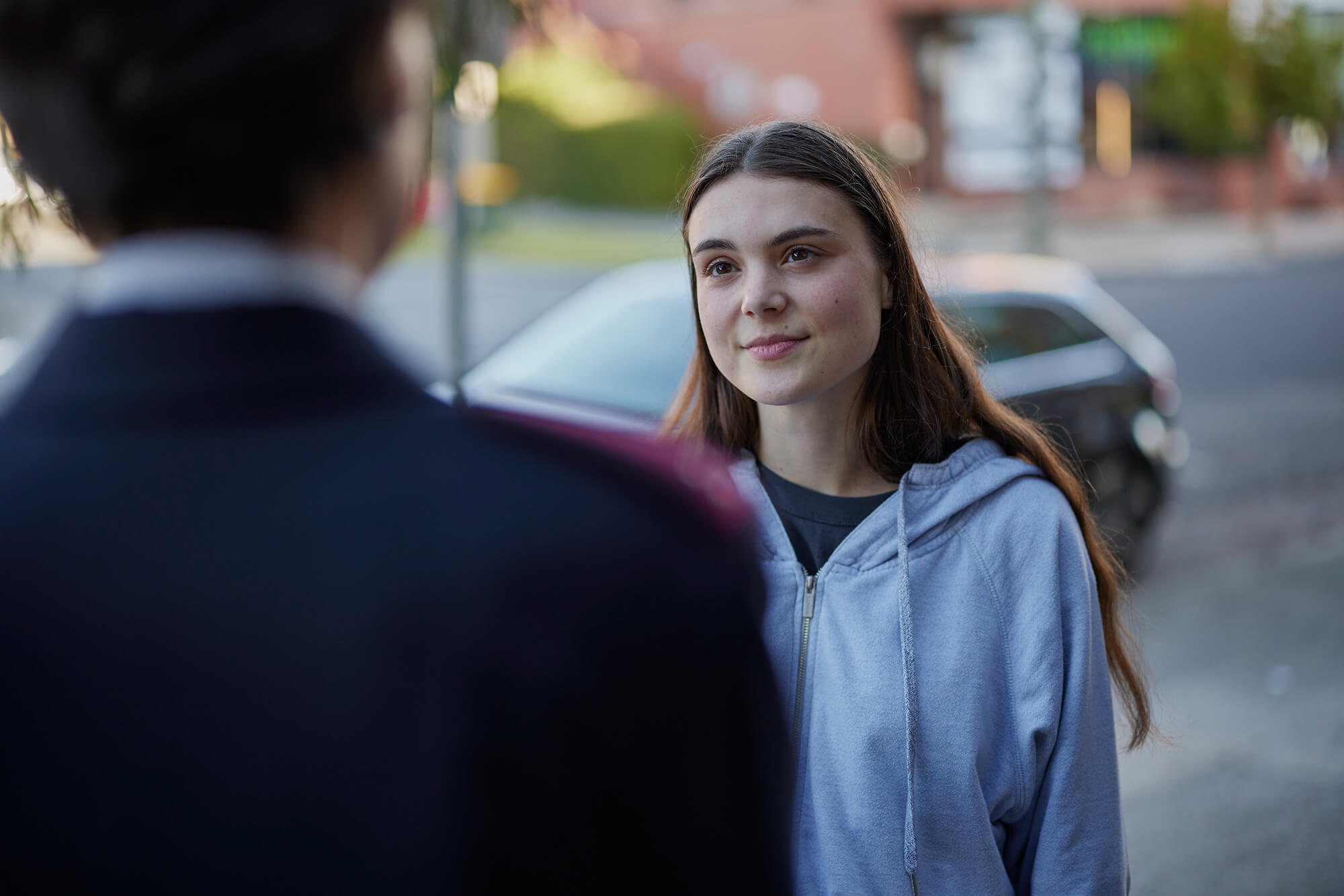 Salvos officer talking to a teen