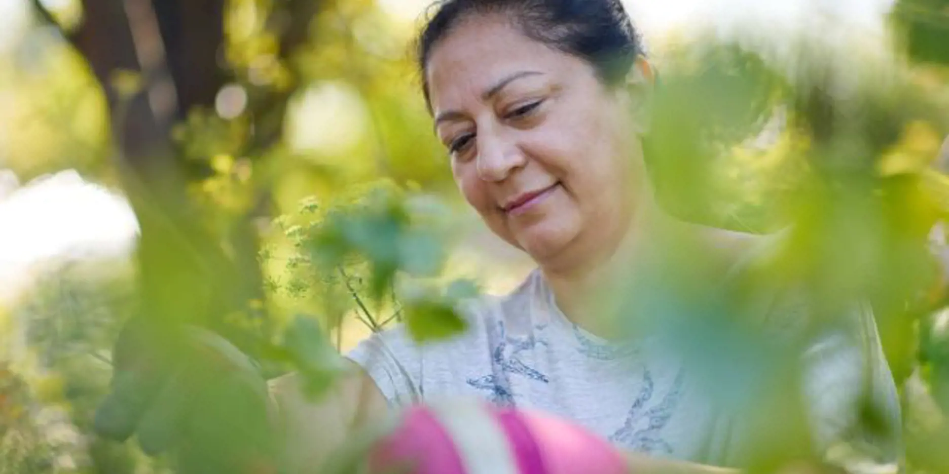 Fiona enjoying planting her garden