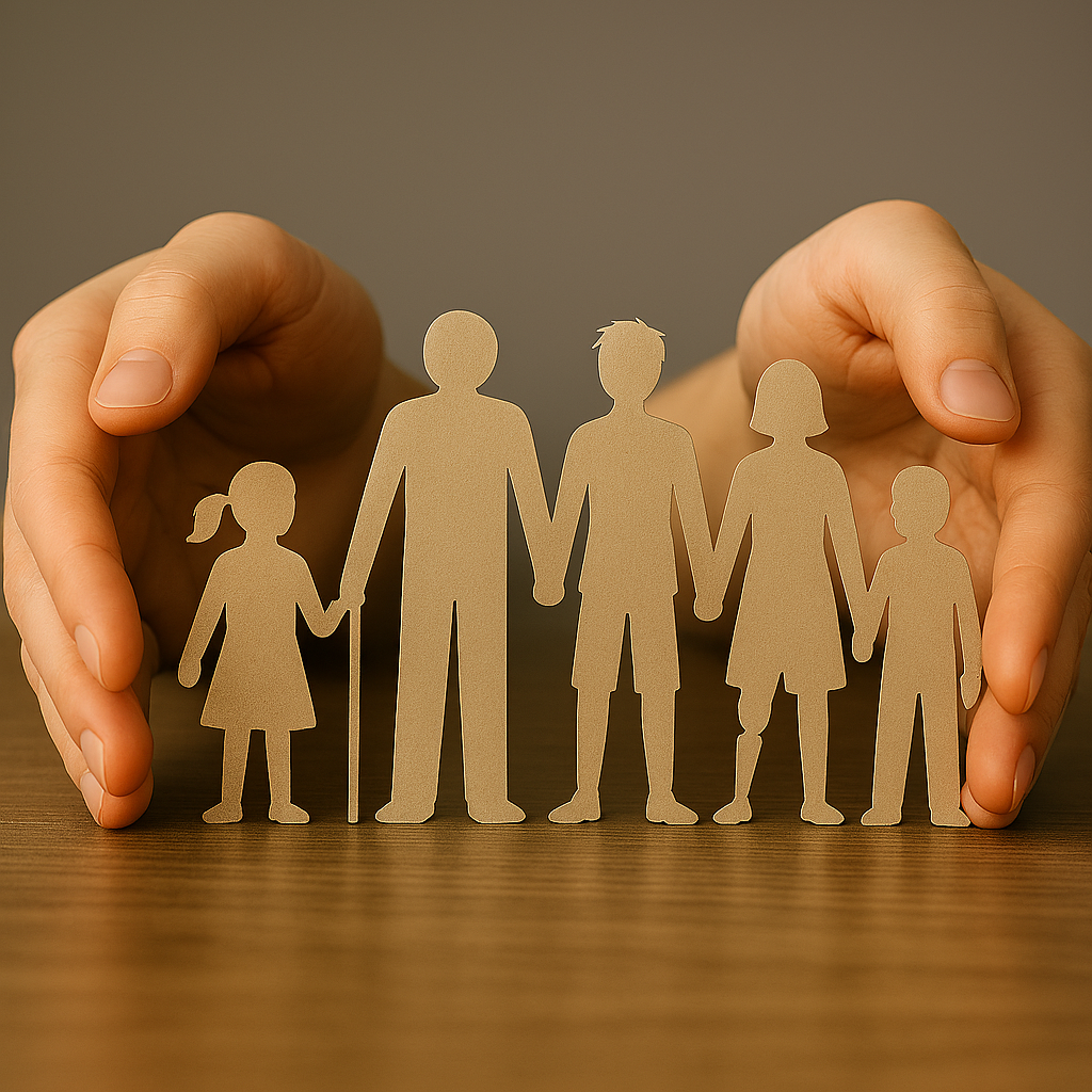 hands around paper people