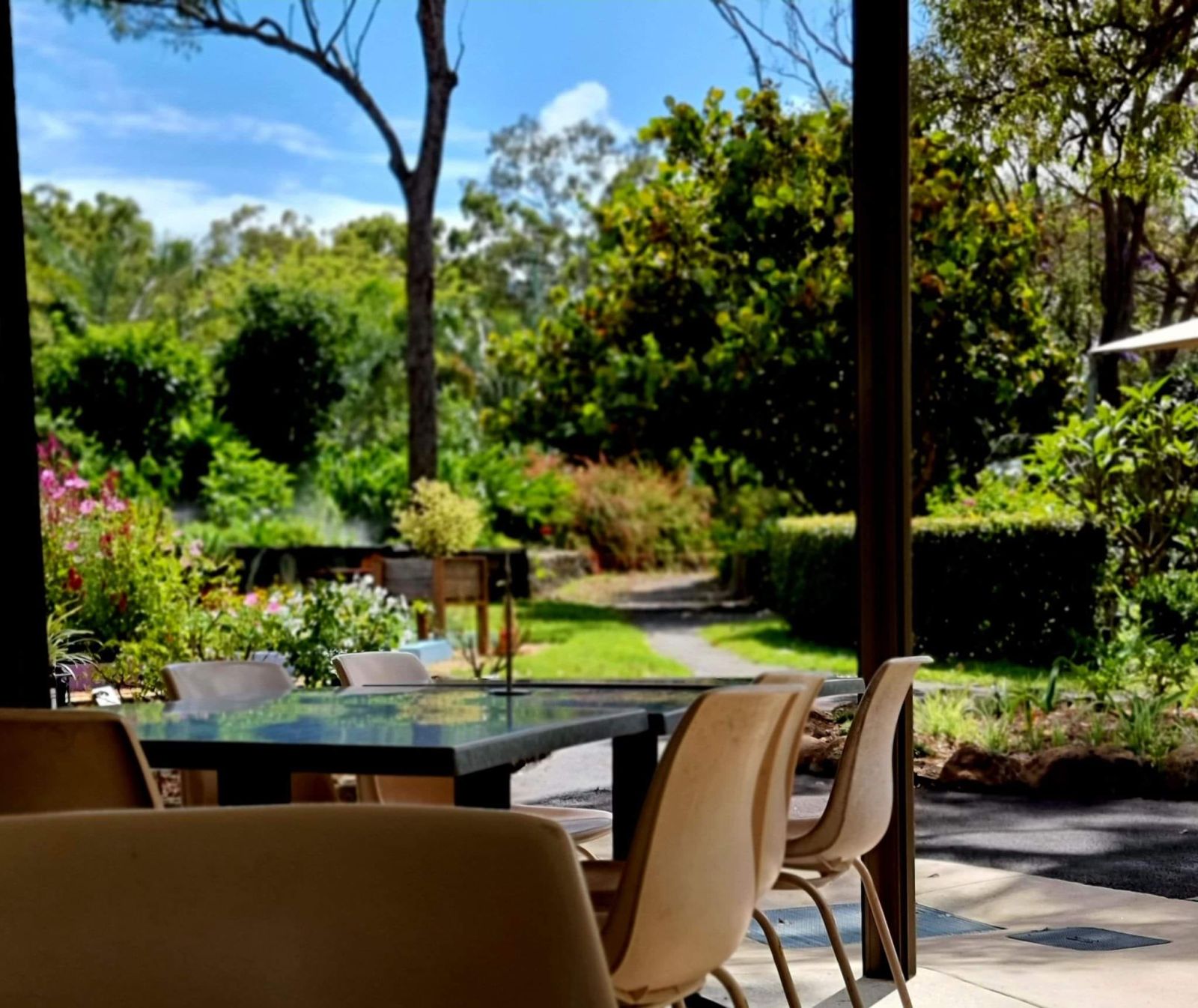 View from the Tom Quinn Cafe out into the beautiful gardens